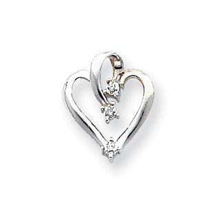 14k White Gold AA Diamond heart pendant