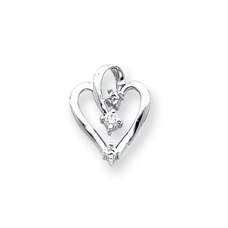 14k White Gold AAA Diamond heart pendant