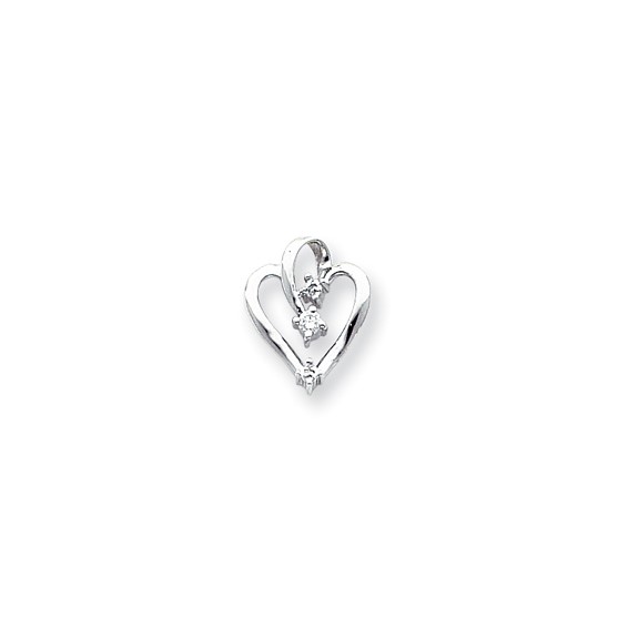 14k White Gold AAA Diamond heart pendant