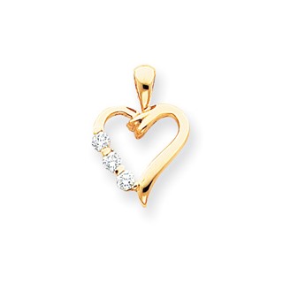 14k AAA Diamond heart pendant