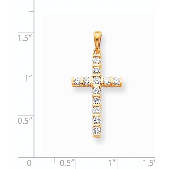 14k AA Diamond Latin Cross Pendant