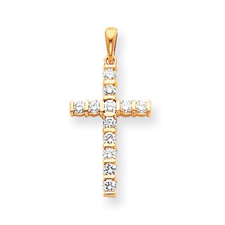 14k AA Diamond Latin Cross Pendant