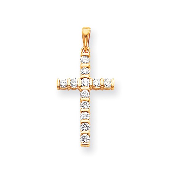 14k AA Diamond Latin Cross Pendant