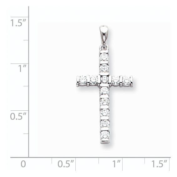 14k White Gold AA Diamond Latin Cross Pendant