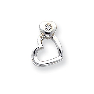 14k White Gold VS Diamond heart pendant