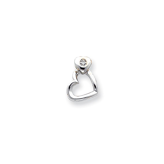 14k White Gold VS Diamond heart pendant