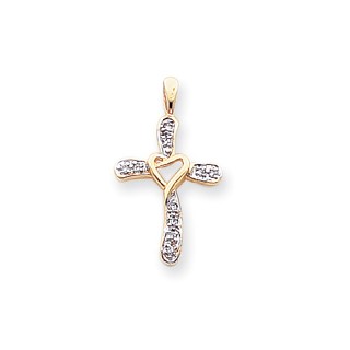 14k AA Diamond cross pendant