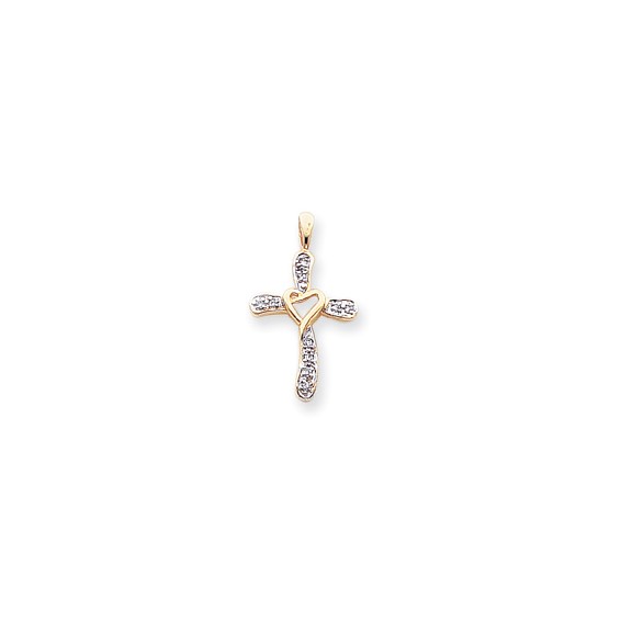 14k AA Diamond cross pendant