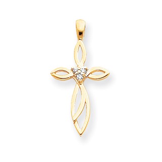 14k AA Diamond Cross Pendant