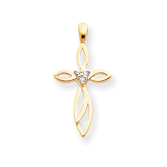 14k AA Diamond Cross Pendant