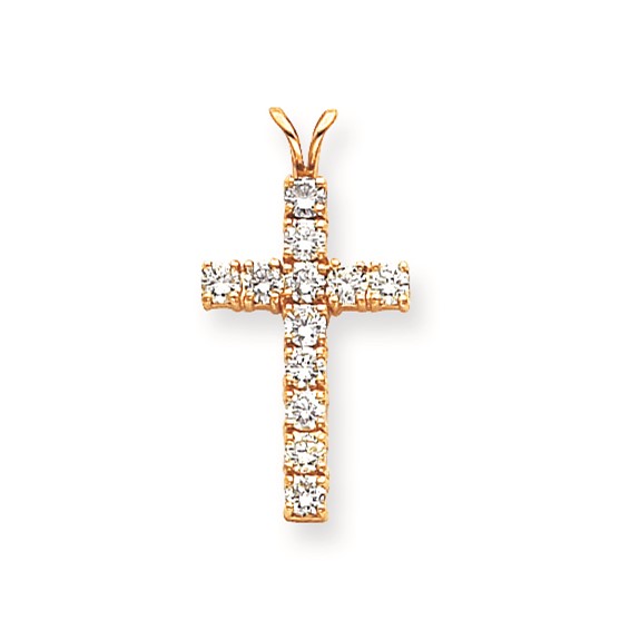 14k AAA Diamond cross pendant