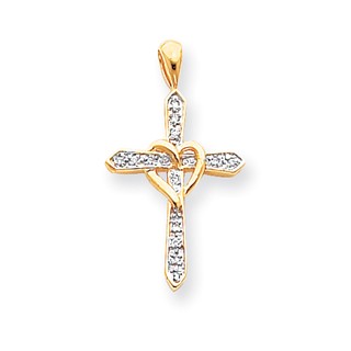 14k AA Diamond Cross Pendant