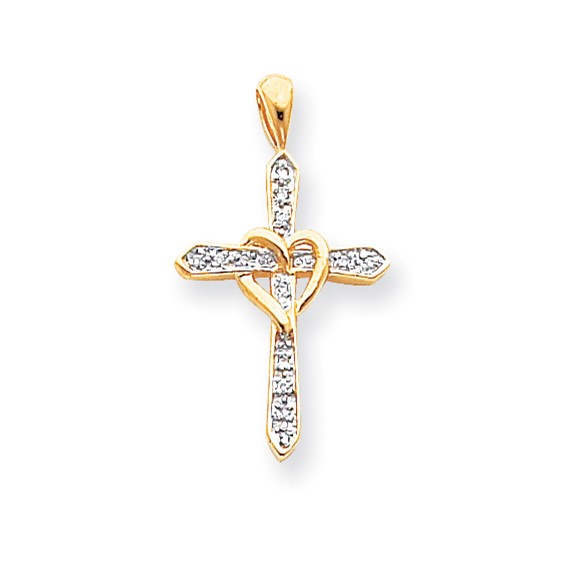 14k AA Diamond Cross Pendant