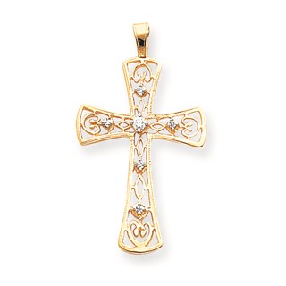14k A Diamond cross pendant