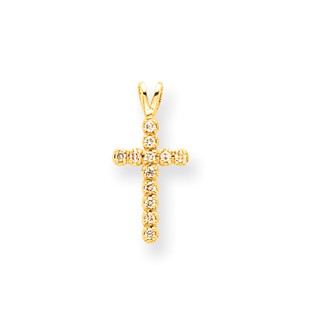 14k AA Diamond Latin Cross Pendant