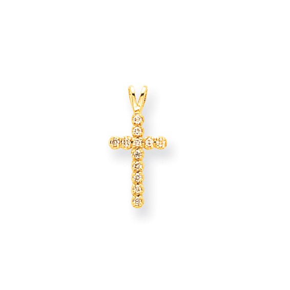 14k AA Diamond Latin Cross Pendant