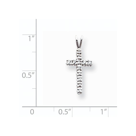 14k White Gold AA Diamond Cross Pendant