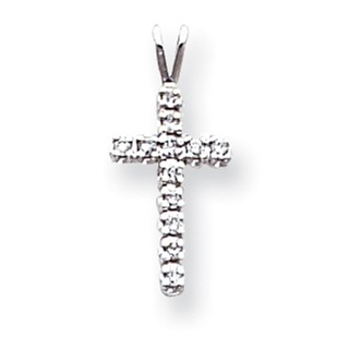 14k White Gold AA Diamond Cross Pendant