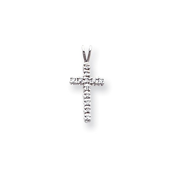 14k White Gold AA Diamond Cross Pendant