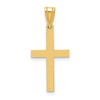 14K Yellow Gold Sandblasted Cross Pendant view 1