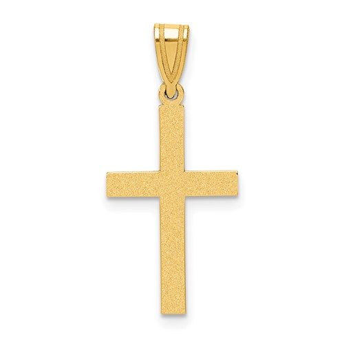 14K Yellow Gold Sandblasted Cross Pendant