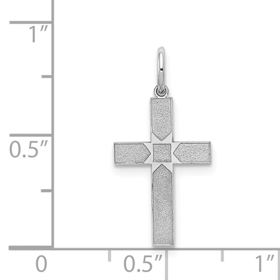 14K White Gold Laser Designed Cross Pendant