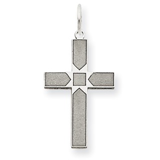 14K White Gold Laser Designed Cross Pendant