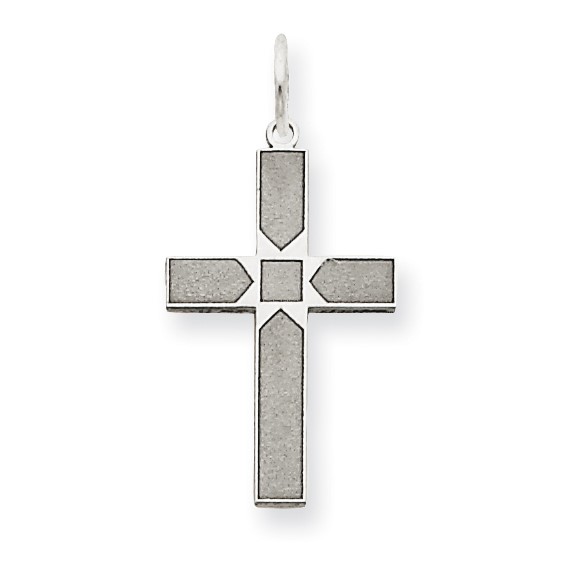 14K White Gold Laser Designed Cross Pendant