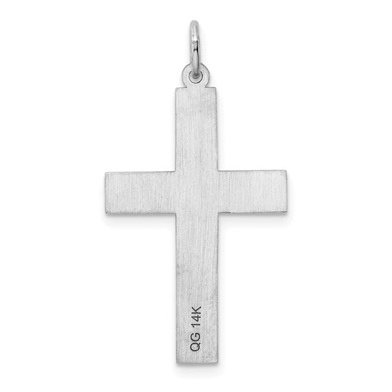 14K White Gold Laser Designed Cross Pendant