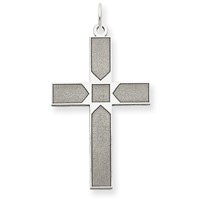 14K White Gold Laser Designed Cross Pendant view 1