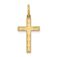 14K Yellow Gold Laser Designed Cross Charm view 1
