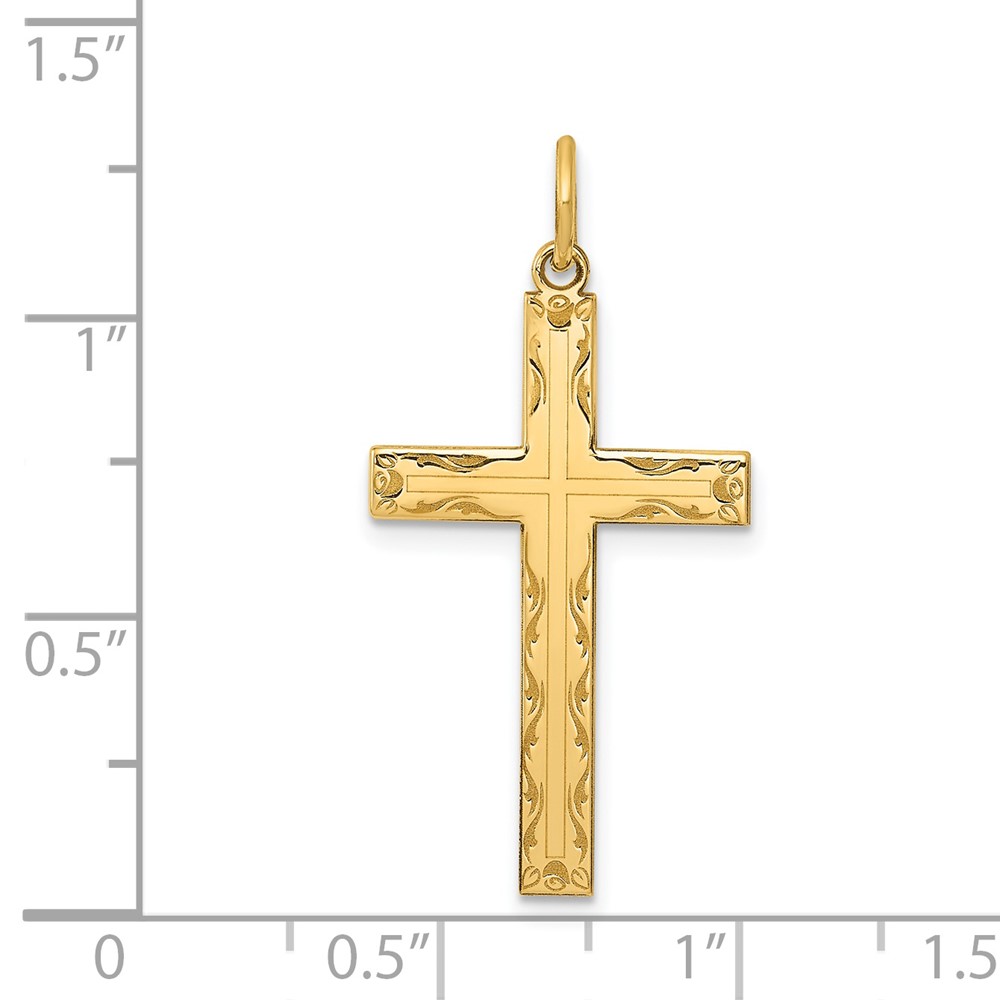 14K Laser Designed Cross Pendant (XR1010)