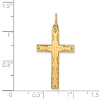 14K Yellow Gold Laser Designed Cross Pendant view 3