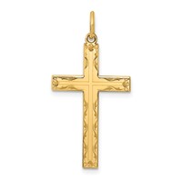 14K Yellow Gold Laser Designed Cross Pendant view 1