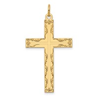 14K Yellow Gold Laser Designed Cross Pendant view 1
