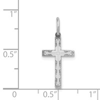 14K White Gold Laser Designed Cross Charm view 3