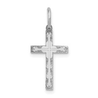 14K White Gold Laser Designed Cross Charm view 1