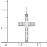 14K White Gold Laser Designed Cross Pendant view 3