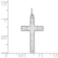 14K White Gold Laser Designed Cross Pendant view 3