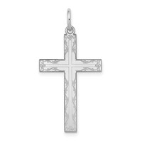 14K White Gold Laser Designed Cross Pendant view 1