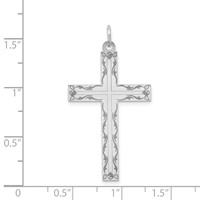 14K White Gold Laser Designed Cross Pendant view 3