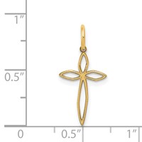 14K Yellow Gold Laser Designed Passion Cross Charm view 3