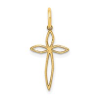 14K Yellow Gold Laser Designed Passion Cross Charm view 1