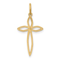 14K Yellow Gold Laser Designed Passion Cross Charm view 4
