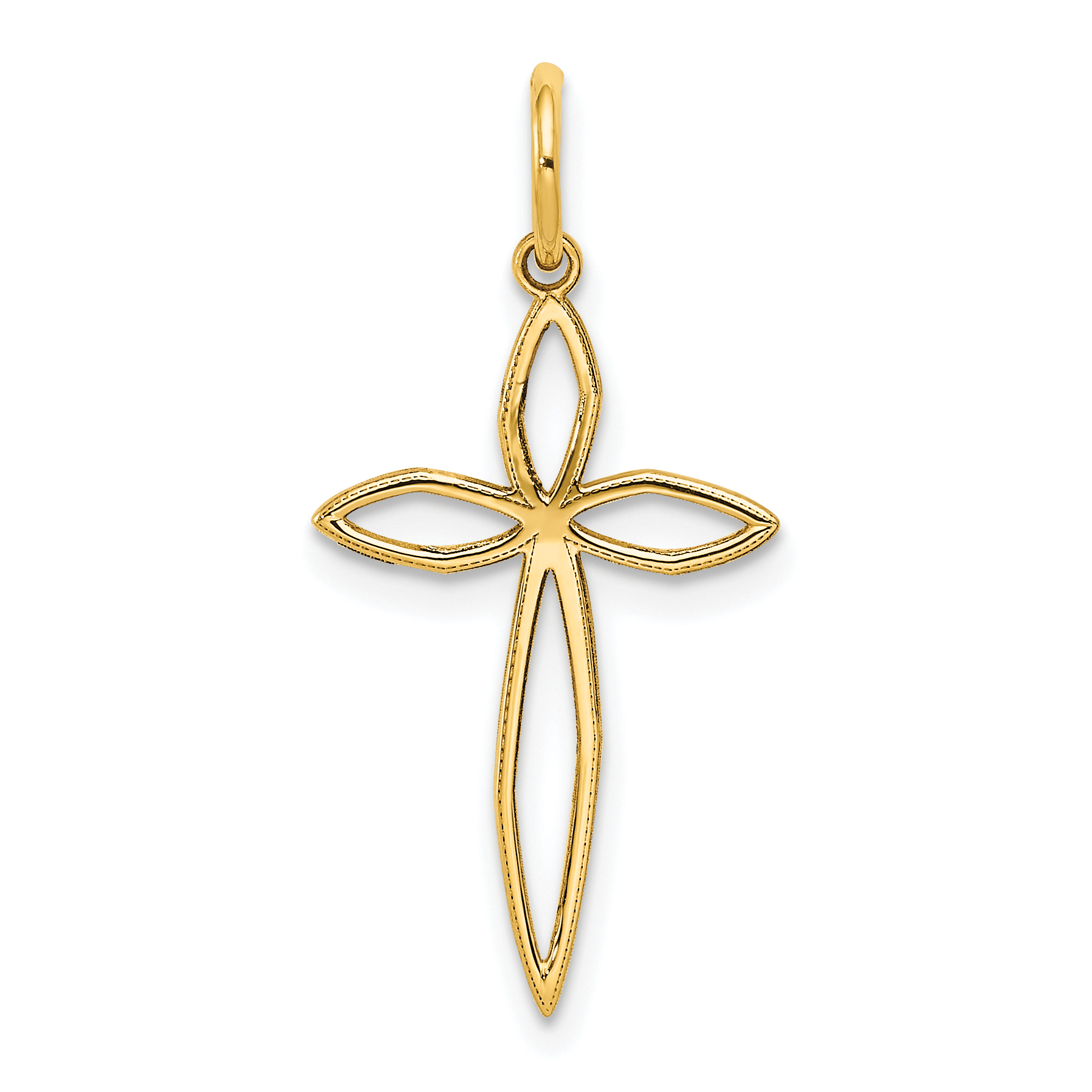 14K Laser Designed Passion Cross Charm (XR1037)