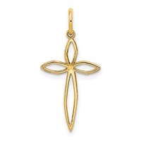 14K Yellow Gold Laser Designed Passion Cross Charm view 1