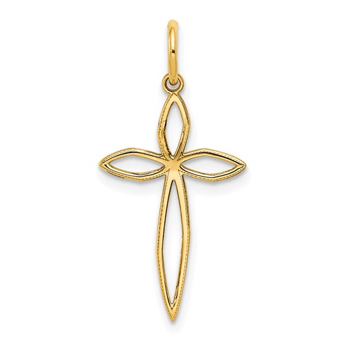 14K Yellow Gold Laser Designed Passion Cross Charm