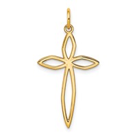 14K Yellow Gold Laser Designed Passion Cross Pendant view 1