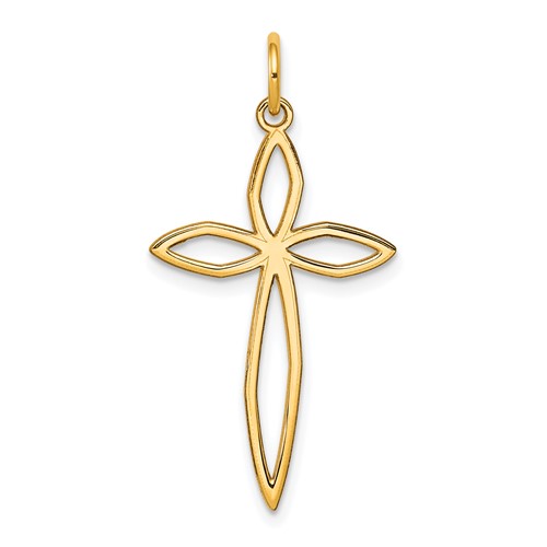 14K Yellow Gold Laser Designed Passion Cross Pendant