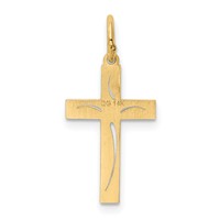 14K Yellow Gold Laser Designed Cut-out Cross Charm view 4